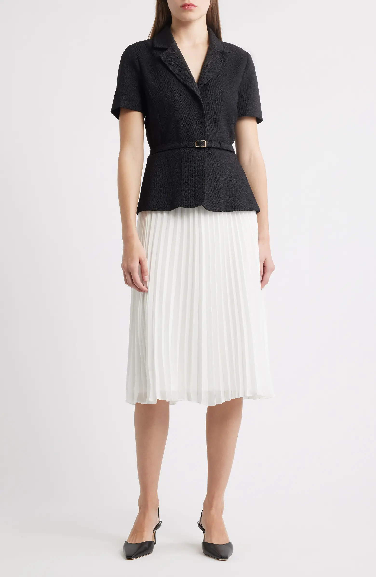 Julia Jordan Faux Two-Piece Short Sleeve Belted Midi Dress | Nordstrom | Nordstrom