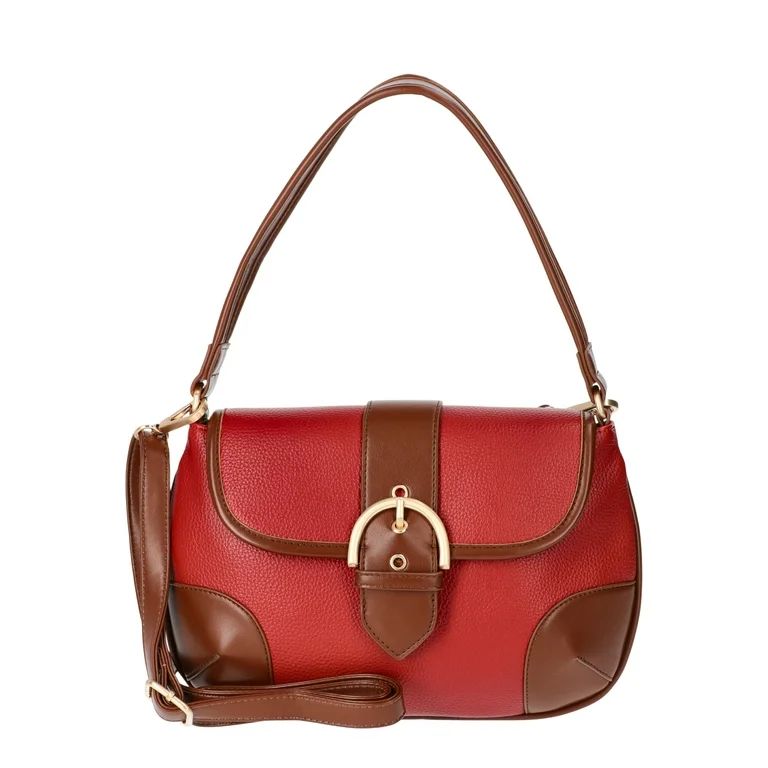 Time and Tru Women's Heather Shoulder Buckle Bag, Persimmon | Walmart (US)