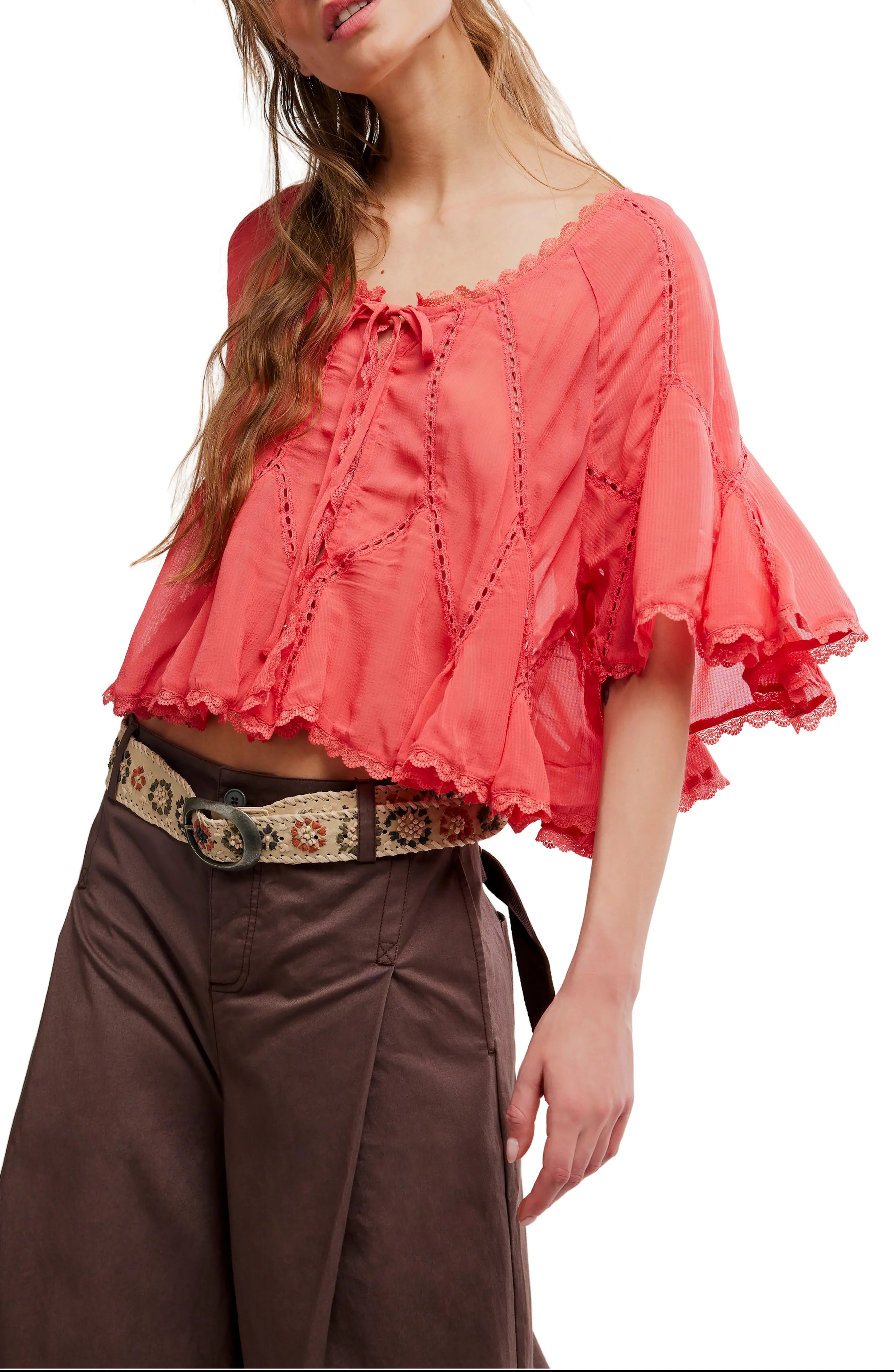 Free People Michelle Lace Trim Top (Women) | Nordstromrack | Nordstrom Rack