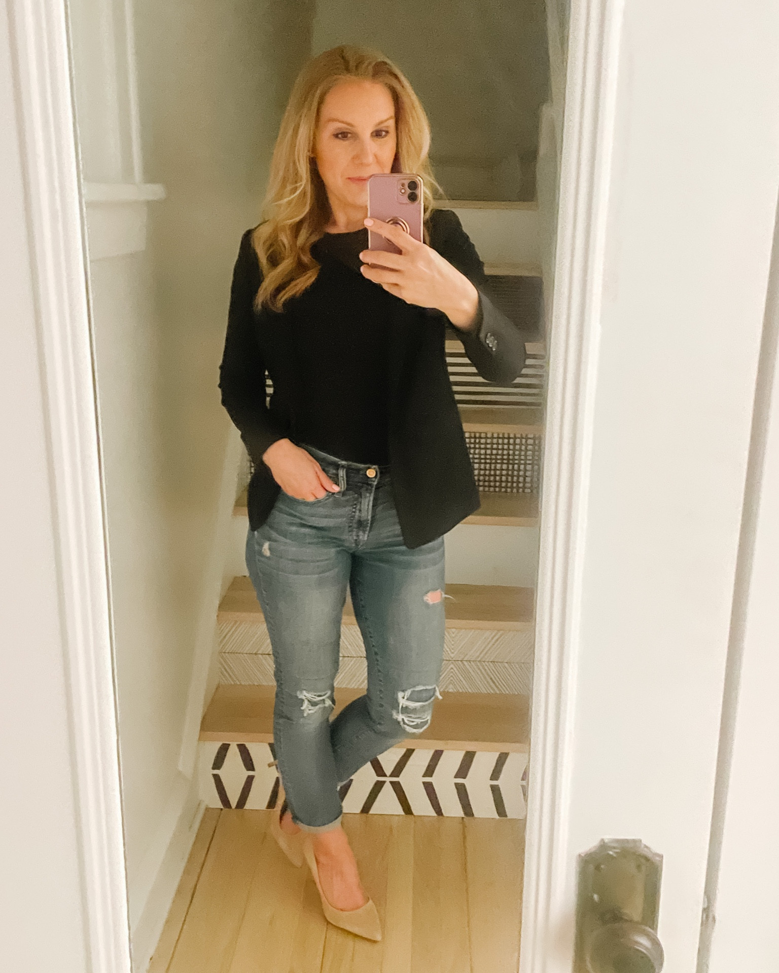 I paired my Jeans with a blazer, fitted t-shirt and heels for an easy night out outfit! It’s great for work and transitional weather too. 

#LTKworkwear #LTKstyletip #LTKSeasonal