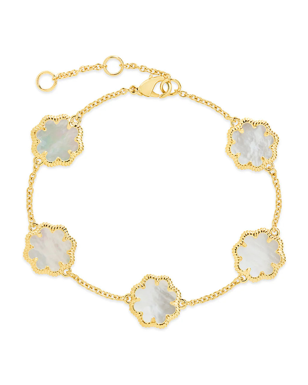 Rose Petal Mother of Pearl, Onyx, or Malachite Station Bracelet | Sterling Forever