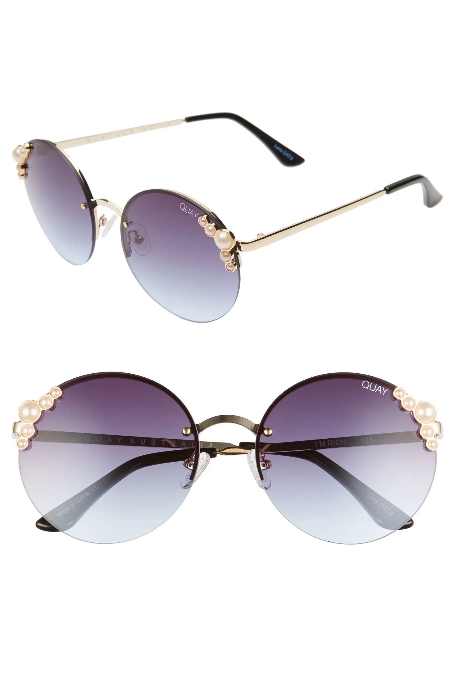 I'm Rich 57mm Rimless Gradient Round Sunglasses | Nordstrom