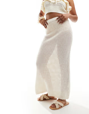 Cotton On maxi shift skirt in ecru crochet co-ord | ASOS (Global)