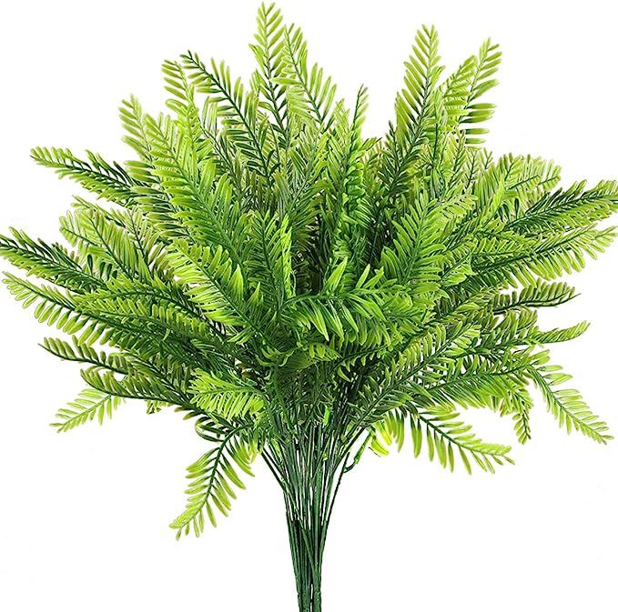 6Pcs Artificial Boston Fern Plants Greenery UV Resistant Fake Plants Greenery for Outdoors Fern P... | Amazon (US)
