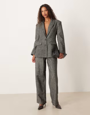 ASOS DESIGN wool blend sculpted suit blazer in brushed mono herringbone | ASOS (Global)