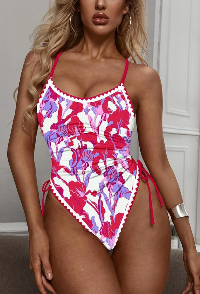 Viottiset Women's Ruched High Cut One Piece Swimsuit Tummy Control Bathing Suit Monokini | Amazon (US)