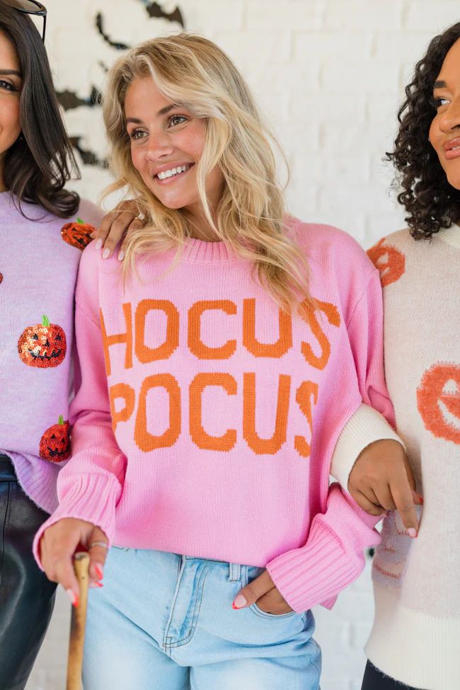 Spell On You Pink and Orange Hocus Pocus Sweater | Pink Lily