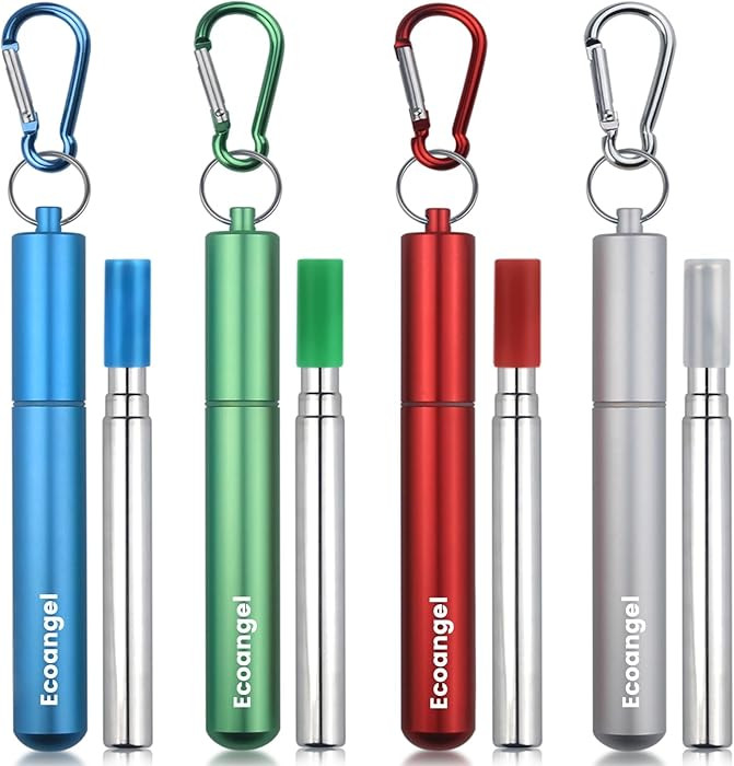 Cruise Ship Essentials,4-Pack reusable Collapsible Stainless Steel Drinking Straws with Aluminum ... | Amazon (US)
