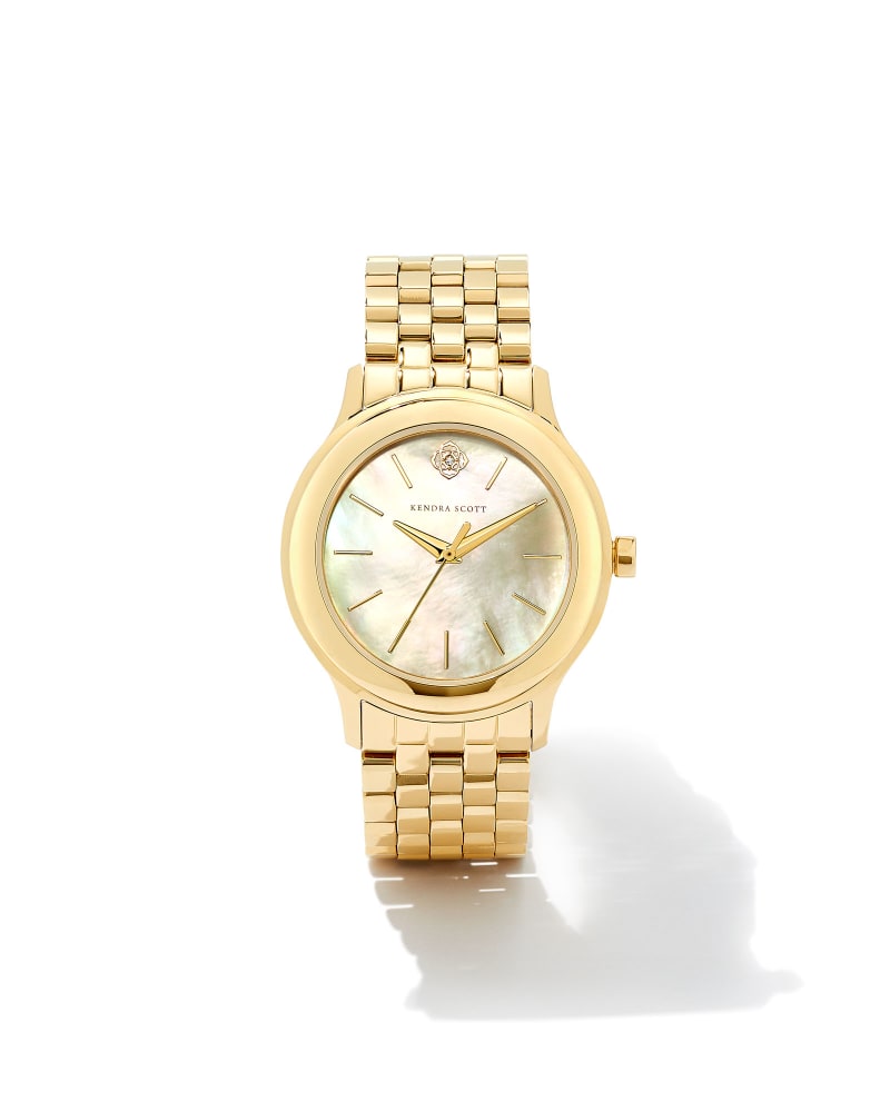Alex Gold Tone Stainless Steel 35mm Watch in Ivory Mother-of-Pearl | Kendra Scott