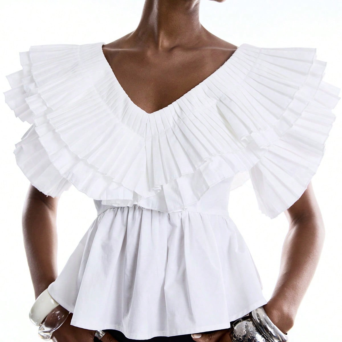 LYSMO 2026 New Arrive Minimalism Spring/Summe Women's Solid Color V-Neck Ruffle Hem Fashionable Versatile Date Casual ShirtSummer/Summer Tops / Summer Clothes/Summer Outfits For Women/ Spring Outfit /Easter Outfits/ Festival/Festival Outfits For Women/Festival Outfits /Party Outfit/Party Top/ Beach/Beach Outfit For Women /Beach Outfits For Women/ Beach Outfit/Graduation Outfit For Mother/Elegant Women's Blouses /Casual Blouses For Women /Casual Blouse For Women/ Vacation Outfits Women/Holiday Outfits For Women /Vacation/Holiday/Summer Holiday Outfits/Casual Blouse For Women /Women's Social Blouse /Work Outfits For Women /Office Outfits For Women / Country /Country Concert Outfit /Country Style For Women /Women's Country Clothing/Female Country Look /Country Outfits For Women /Yellow Top /Y2K TOPS/BOHO | SHEIN