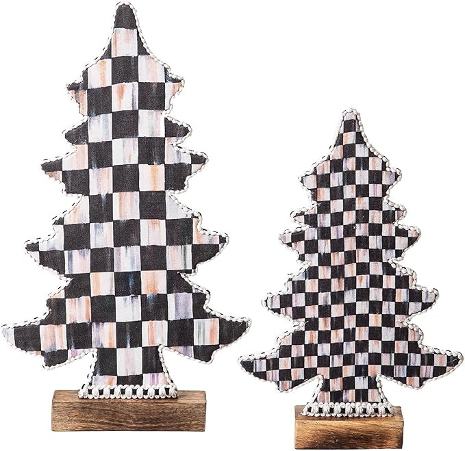MACKENZIE-CHILDS Tabletop Christmas Tree, Decorative Tree for Christmas Decor, Set of 2, Black-an... | Amazon (US)