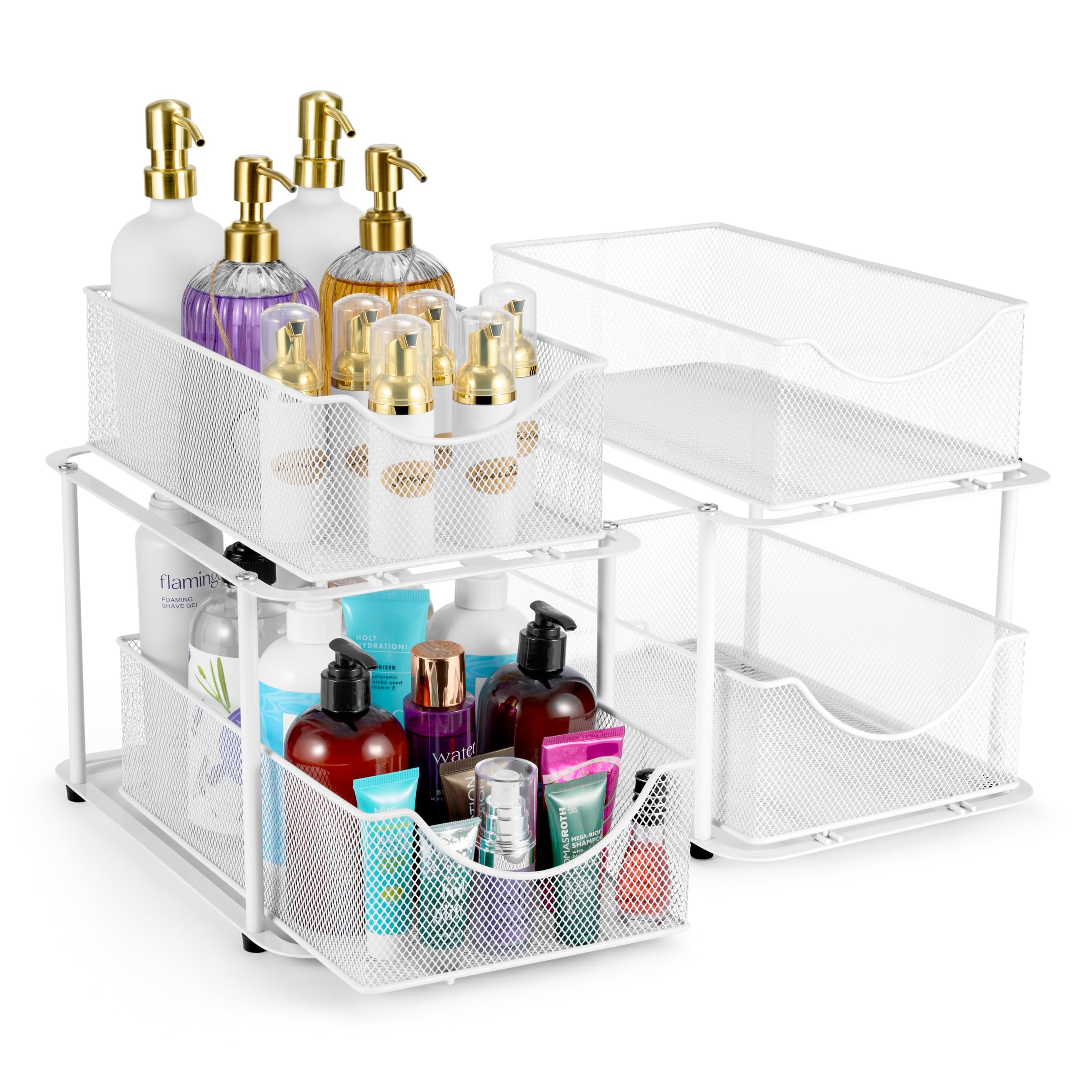 Sorbus 2 Sets of 2 Tier Metal Under Sink Organizer for Bathroom, Kitchen, Strong Steel Mesh Slidi... | Amazon (US)