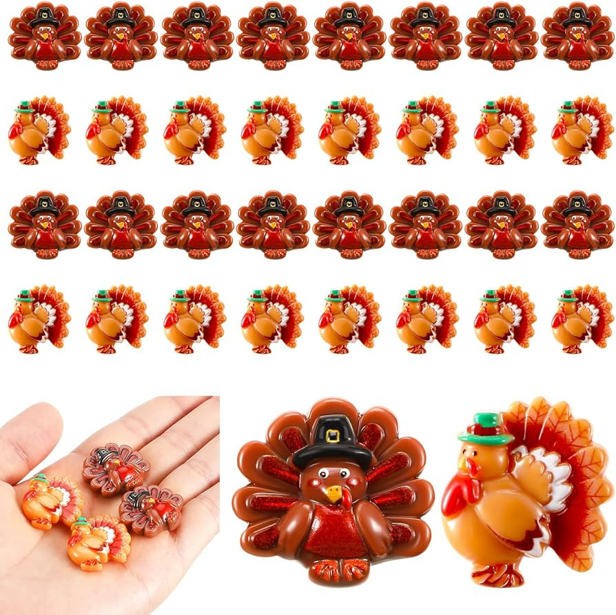 Cinnvoice 60 Pcs Turkey Charms Thanksgiving Turkey Craft Kit Resin Turkey for Thanksgiving Resin ... | Amazon (US)