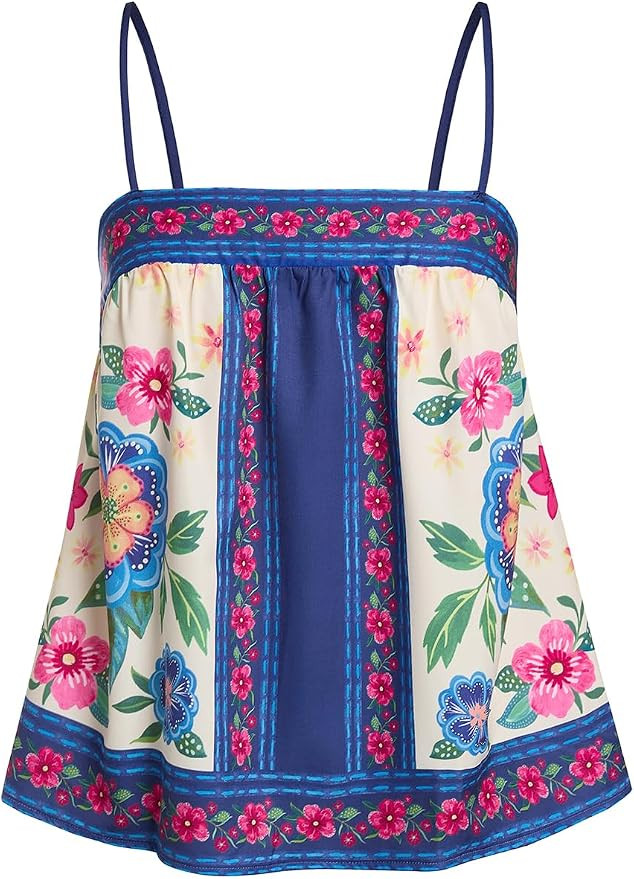 SOLY HUX Women's Tropical Floral Print Cami Top | Boho, Vacation, Summer Tops, Spaghetti Strap, C... | Amazon (US)