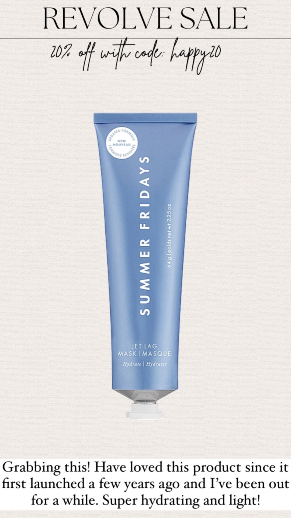 Summer fridays jet lag mask is 20% off!! One of my favorite hydrating masks! 



#LTKunder50 #LTKsalealert #LTKbeauty