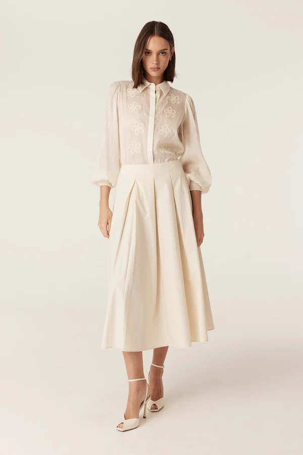 Adele Midi Skirt - Ecru | Cable Melbourne