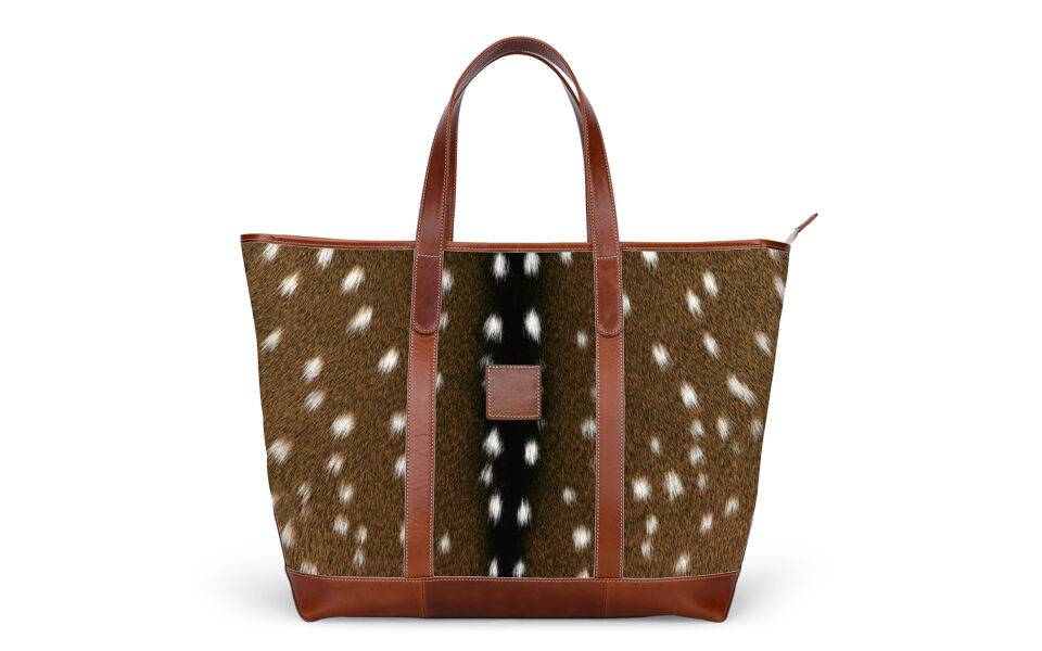 St. Charles Zippered Yacht Tote - Leather Patch $300 | Barrington Gifts