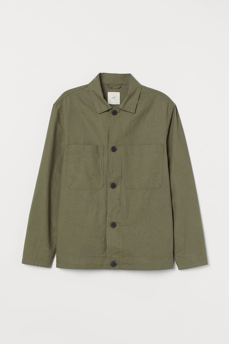 H & M - Linen-blend Shacket - Green | H&M (US + CA)