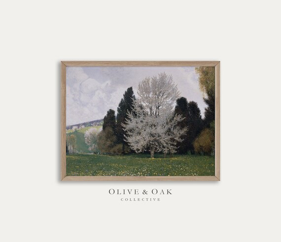 Spring Landscape Painting / Vintage Farmhouse PRINTABLE / Cottage Decor / #110 | Etsy (US)