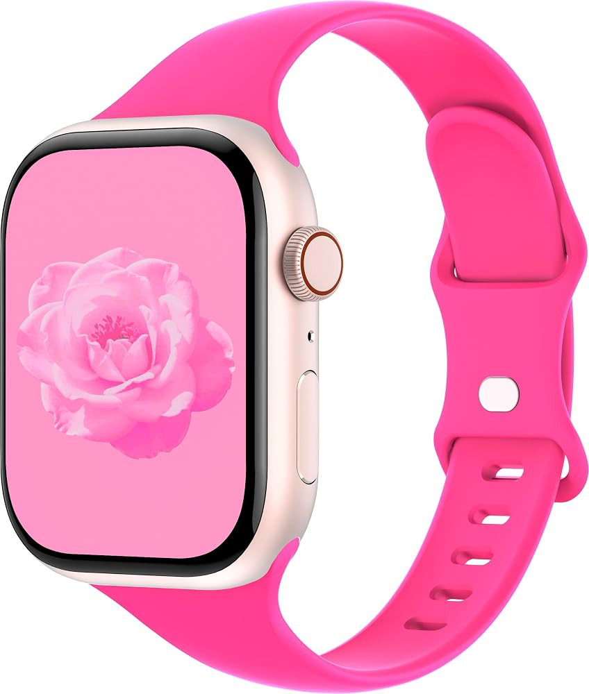 Sycamond Thin Silicone Band Compatible with Apple Watch 41mm 38mm 40mm 46mm 45mm 42mm 44mm, Slim ... | Amazon (US)
