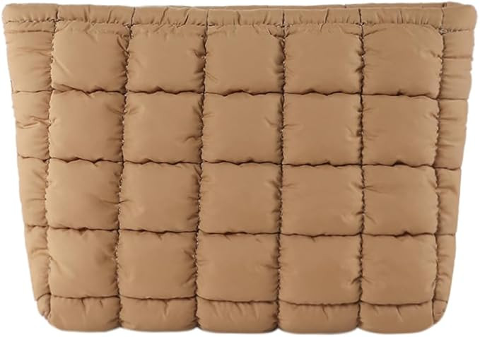 Puffy Quilted Makeup Bag Cosmetic Bags Travel Cute Puffer Solid Toiletry Organizer Pouch Storage ... | Amazon (US)
