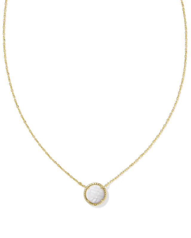 Volleyball Gold Short Pendant Necklace in White Mother-of-Pearl | Kendra Scott