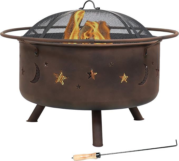 Sunnydaze Cosmic Outdoor Fire Pit - 30 Inch Round Bonfire Wood Burning Patio & Backyard Firepit f... | Amazon (US)