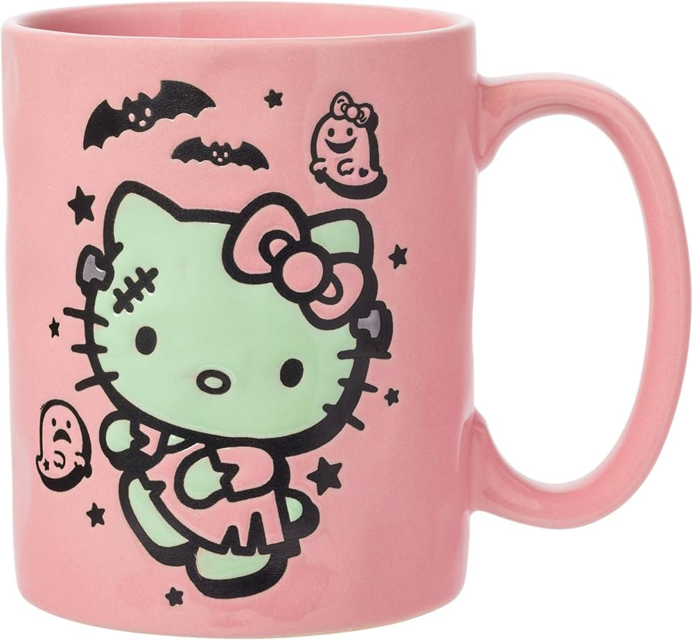 Silver Buffalo Sanrio Hello Kitty Halloween Frankenstein Wax Resist Ceramic Pottery Mug, 17 Ounce... | Amazon (US)