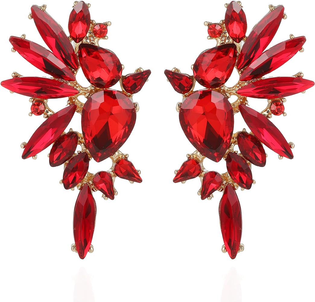 Vintage Rhinestone Statement Earrings for Women Fashion Bling Colorful Crystal Cluster Drop Dangl... | Amazon (US)