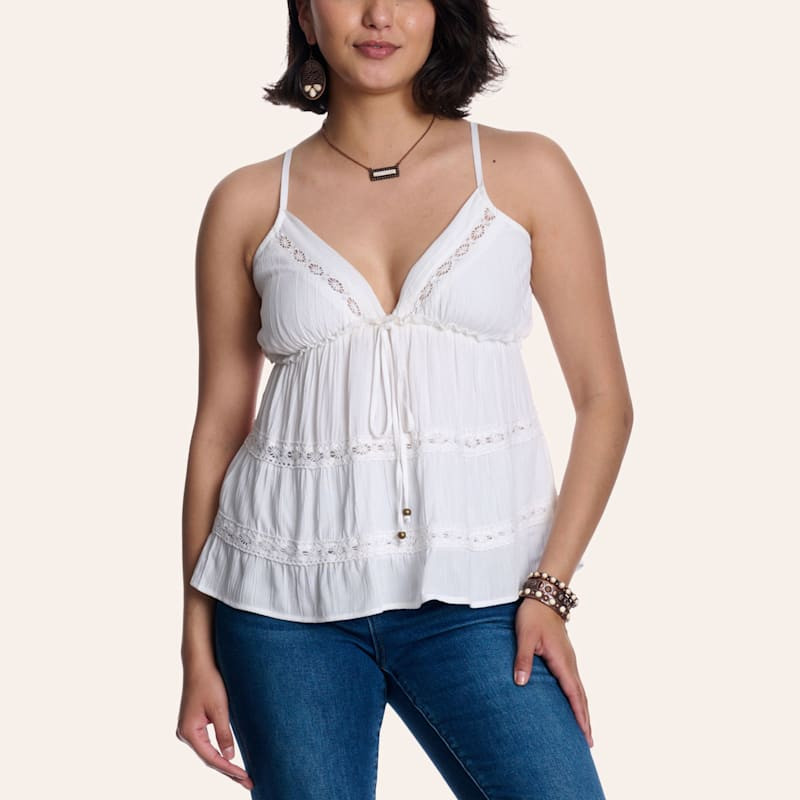 Angie Women's White Lace Camisole Top | Cavender's