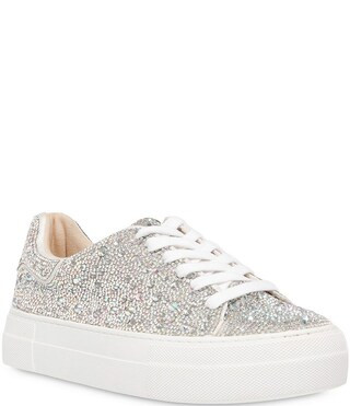 Blue by Betsey Johnson Sidny Rhinestone Embellished Platform Lace-Up Sneakers - 7M | Dillard's