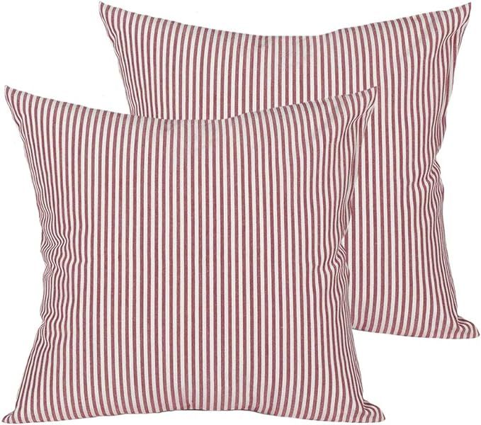 Christmas Throw Pillow Covers Home Decor Farmhouse Striped Cushion for Couch, Living Room, Bedroo... | Amazon (US)