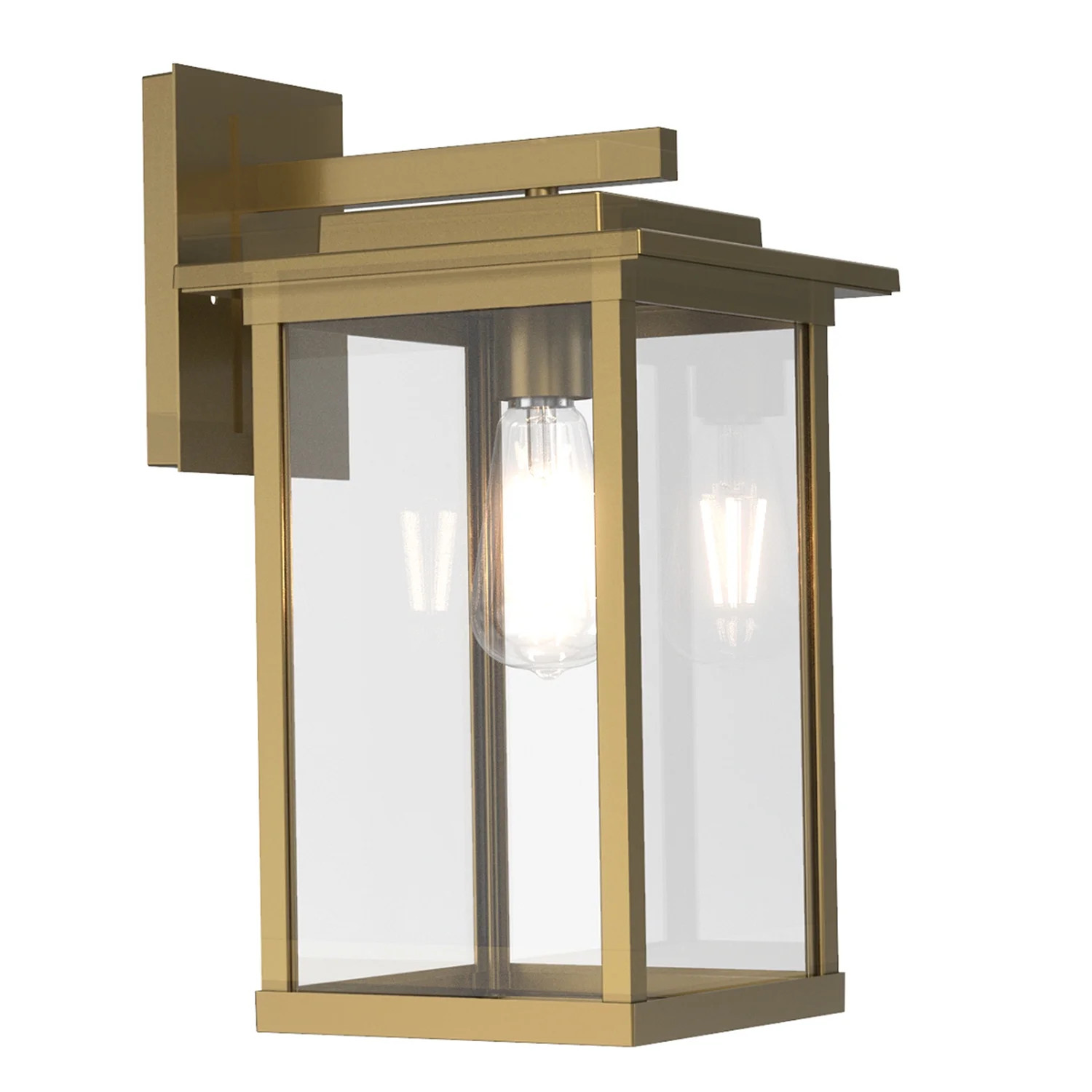 Better Homes & Gardens 15" Classic Outdoor Wall Light, Brass Finish Glass Lens, Corded Electric, ... | Walmart (US)