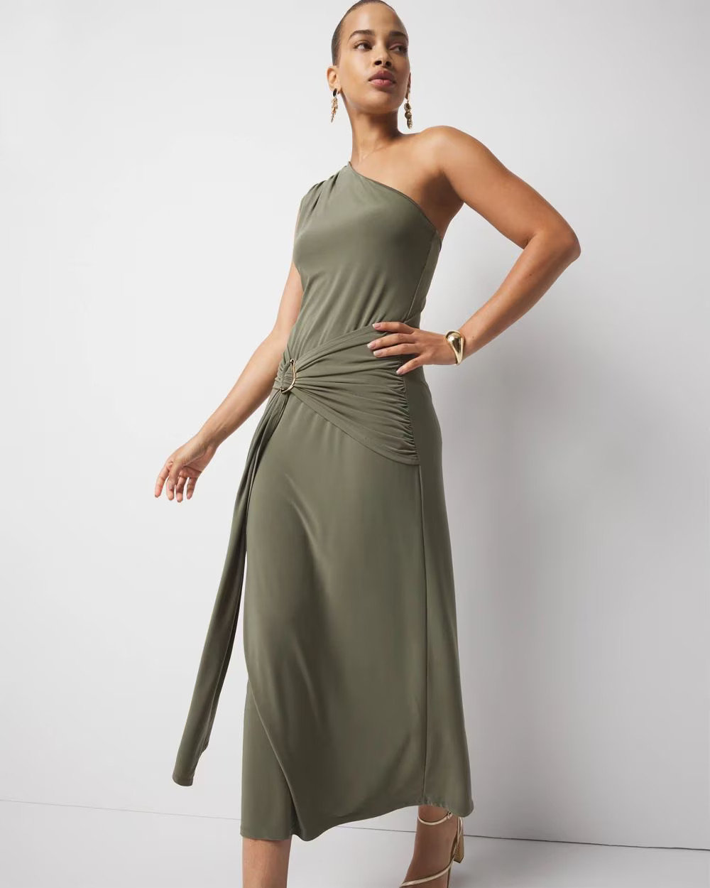 One-Shoulder Matte Jersey Dress | White House Black Market