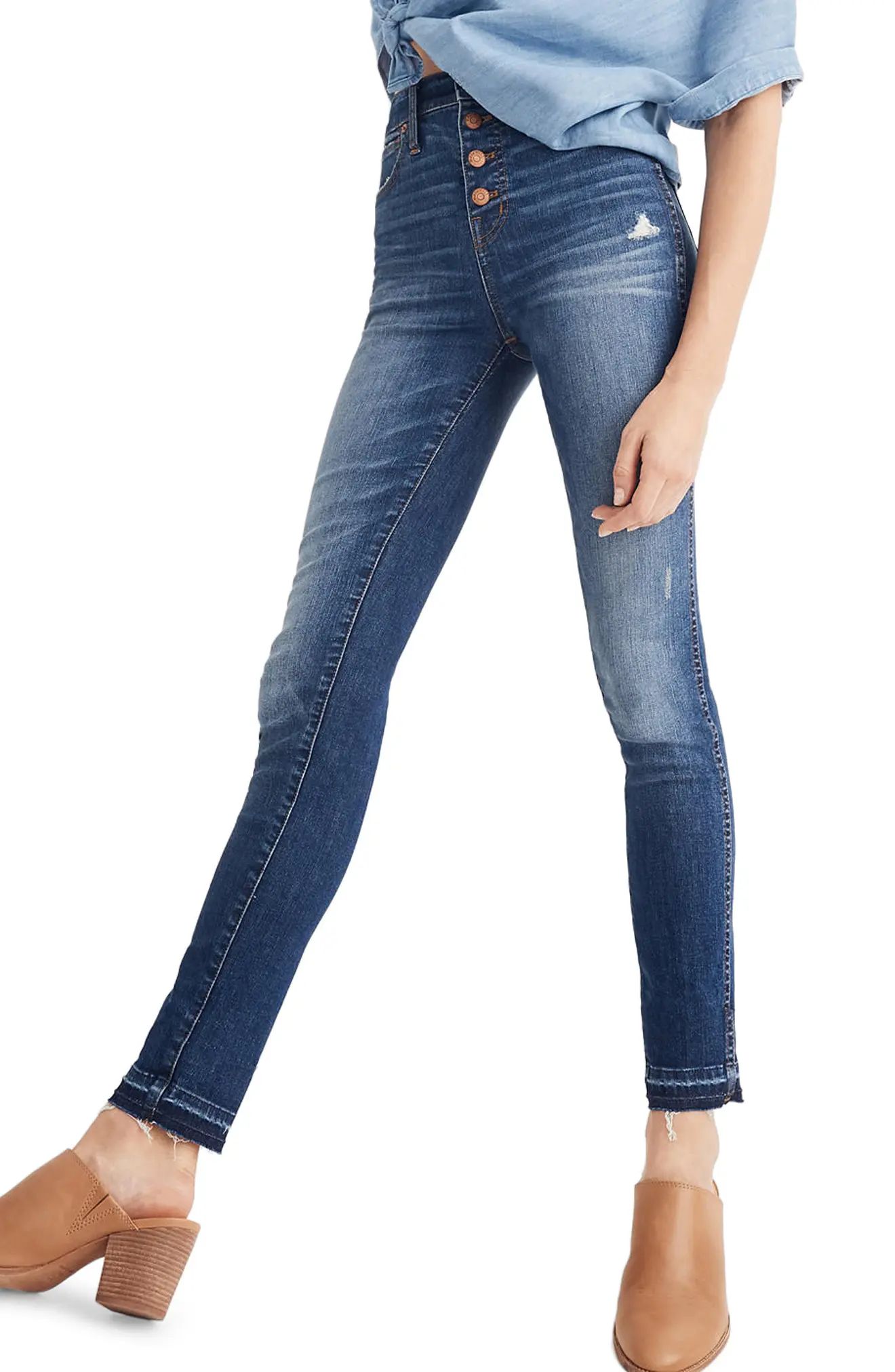 10-Inch High Waist Drop Hem Skinny Jeans | Nordstrom
