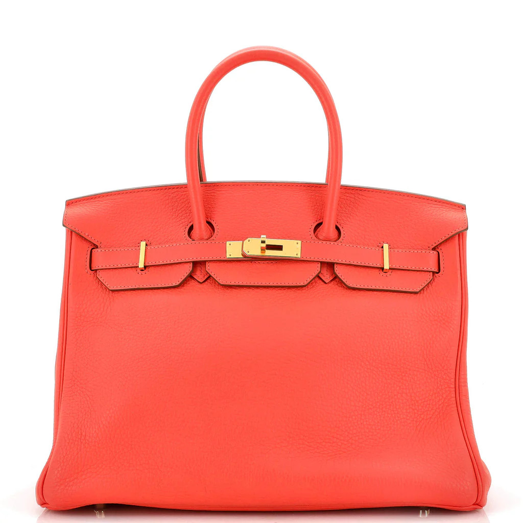 Birkin Handbag Rose Jaipur Clemence with Gold Hardware 35 | Rebag