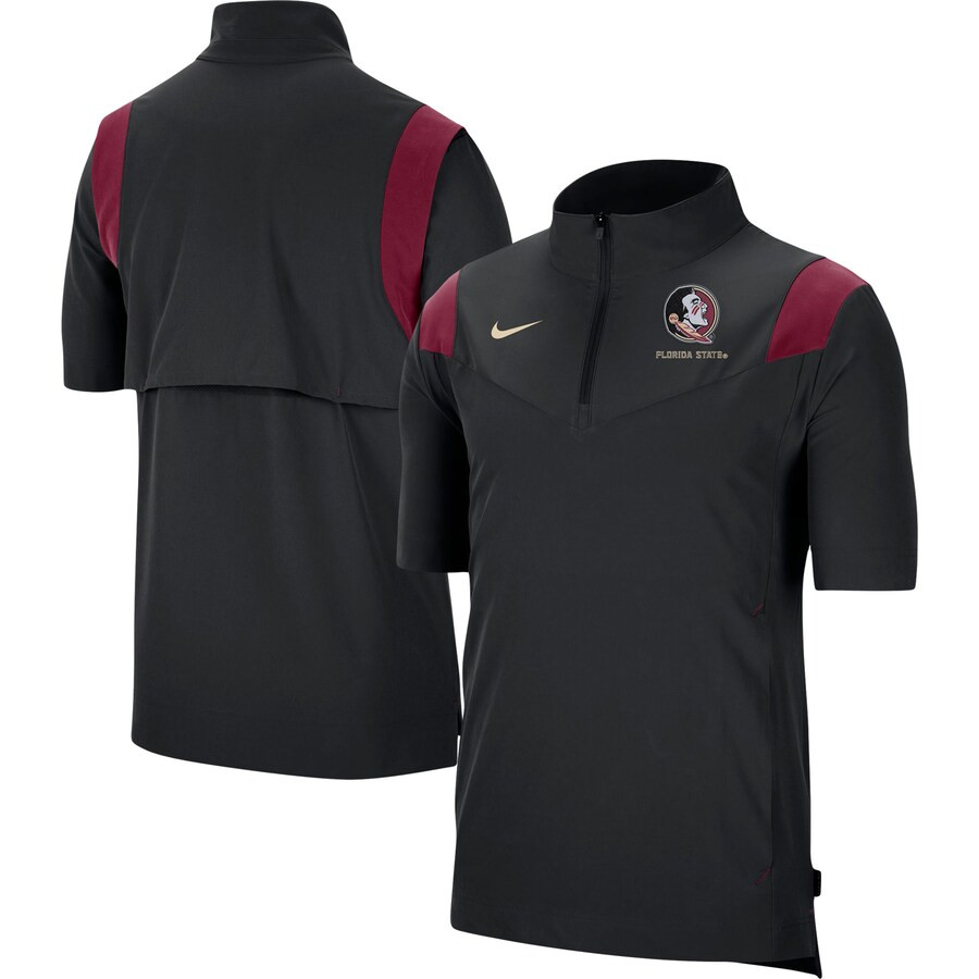 Florida State Seminoles Nike Coach Short Sleeve Quarter-Zip Jacket - Black | Fanatics