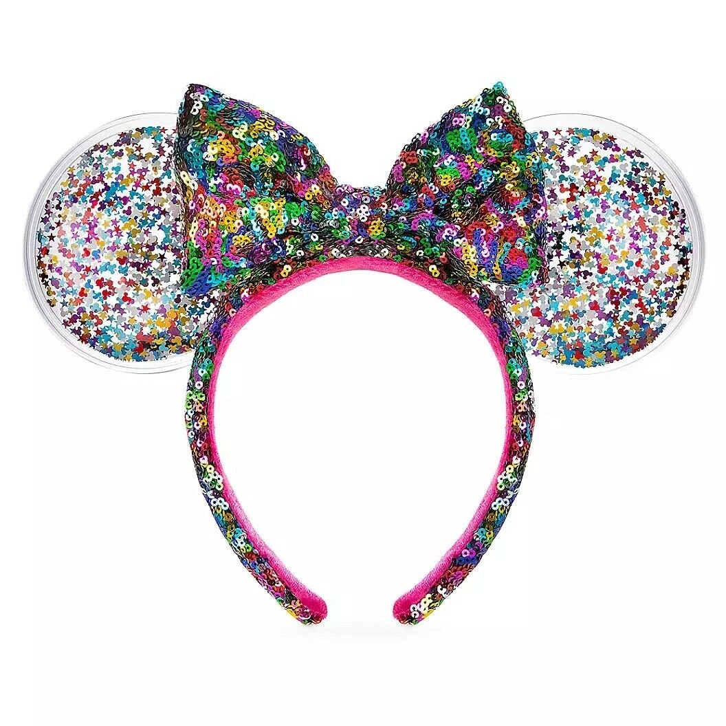 Disney Parks Minnie Mouse Ears Bow Rainbow Confetti Sequin Headband - NEW | eBay US