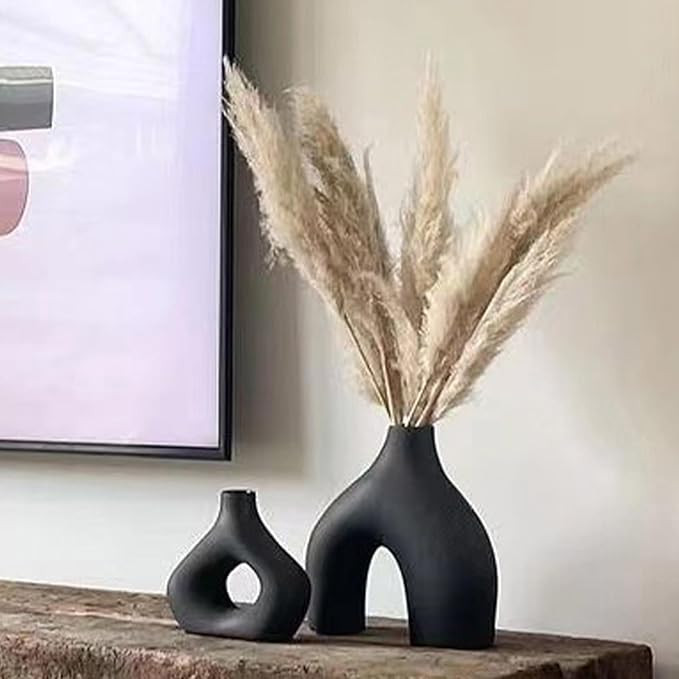 Ceramic Vase Set 2 for Modern Home Decor, Matte Hollow Donut Vase Minimalist Nordic Boho Ins Styl... | Amazon (US)