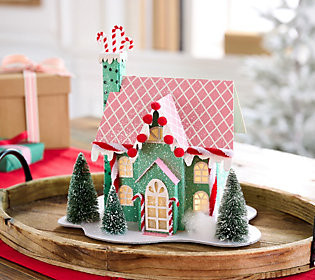 As Is Kringle Express Illuminated Paper Housewith Red Dots | QVC