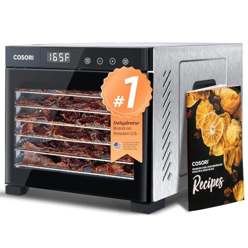 Cosori Food Dehydrator, 6 Stainless Steel Trays with 6.5 ft² Drying Space | Amazon (US)