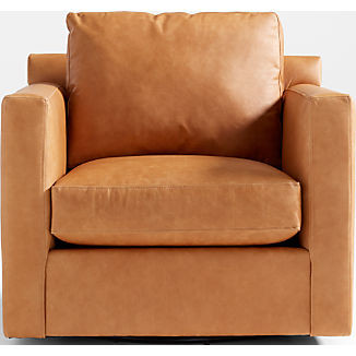 Barrett II Leather Track Arm Swivel Chair + Reviews | Crate & Barrel | Crate & Barrel