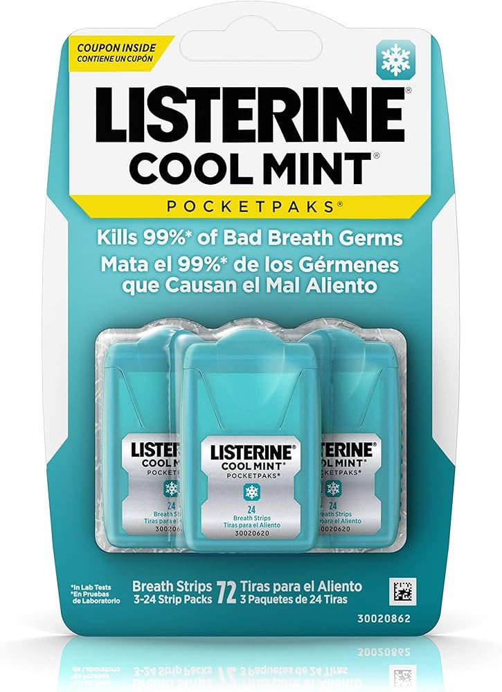 Listerine - Pocketpaks, Oral Care Strips, Cool Mint - 72 Strips | Amazon (UK)