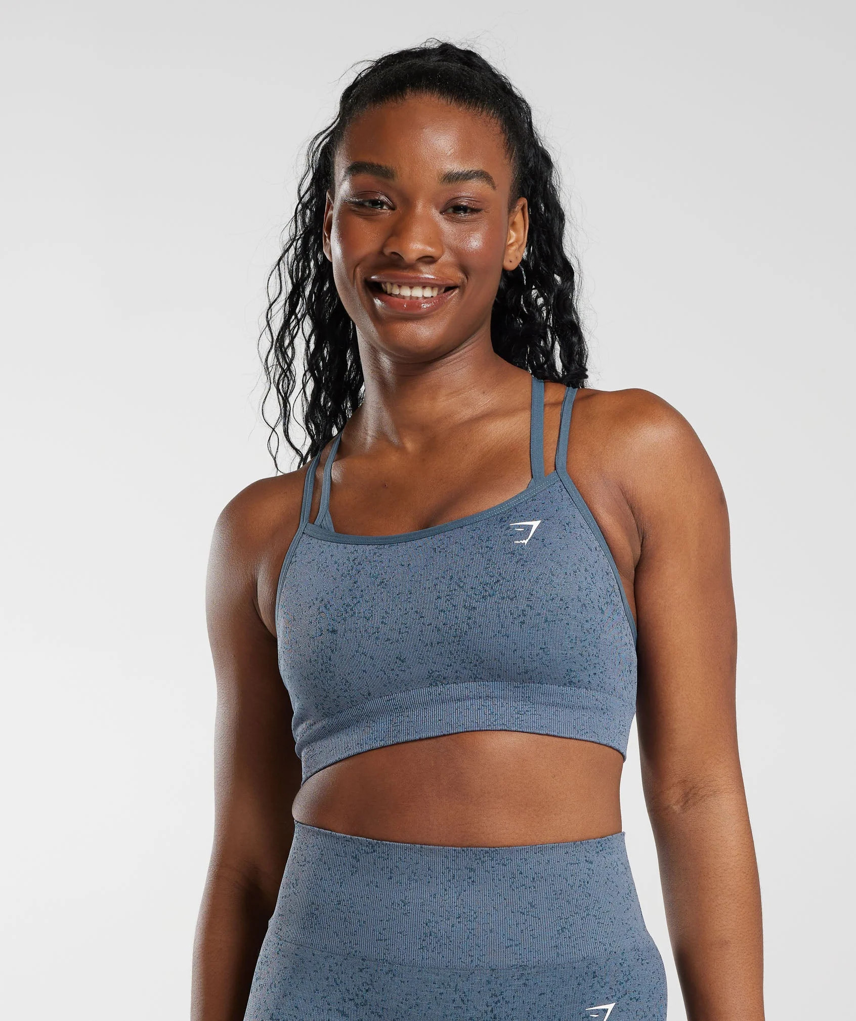 Adapt Fleck Seamless Sports Bra Evening Blue | Gymshark US
