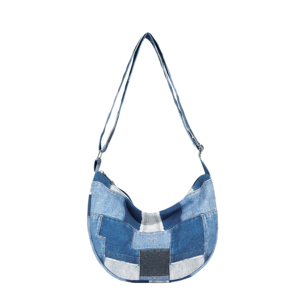 Denim Purse Trendy Jean Purses for Women Denim Hobo Bag Y2K Shoulder Bags Handbag | Amazon (US)