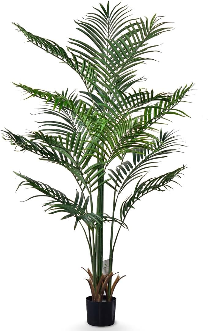 Artificial Plant Indoor Palm Tree, 5ft Tall Faux Dypsis Lutescens Plant with 13 Detachable Trunks... | Amazon (US)