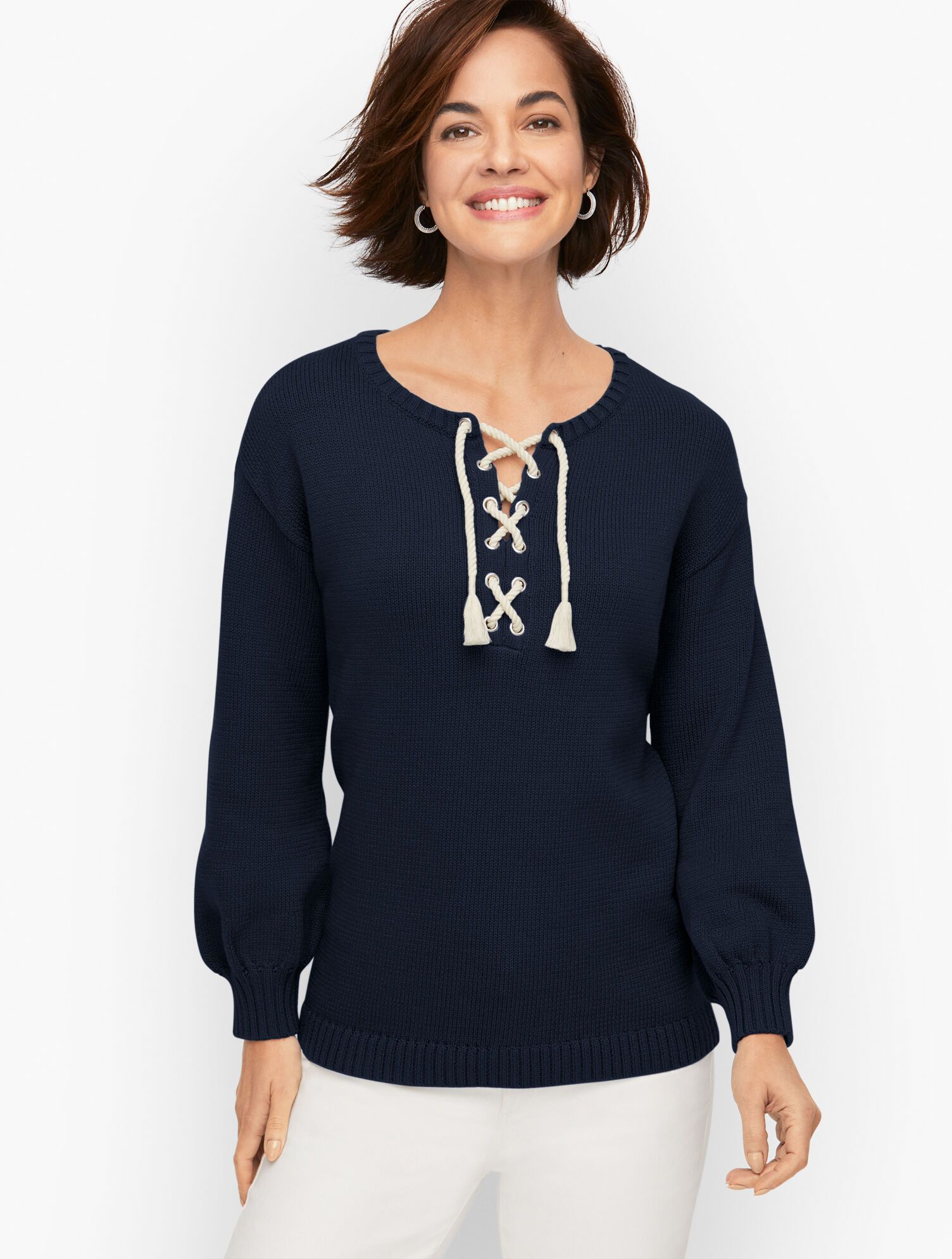 Lace Up Sweater | Talbots