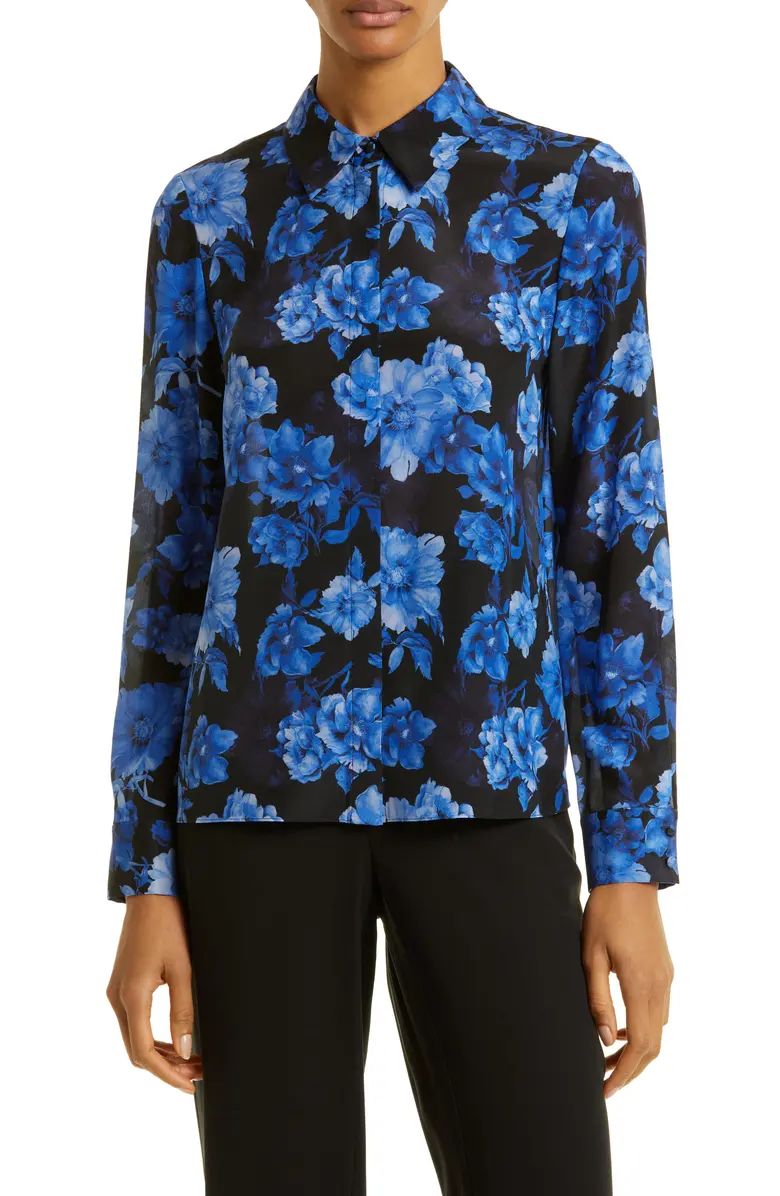 Willa Floral Silk Button-Up Shirt | Nordstrom