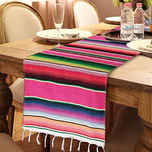 Fowecelt Mexican Serape Table Runner 14 x 84 Inch for Mexican Party Wedding Decorations Outdoor Picn | Amazon (US)