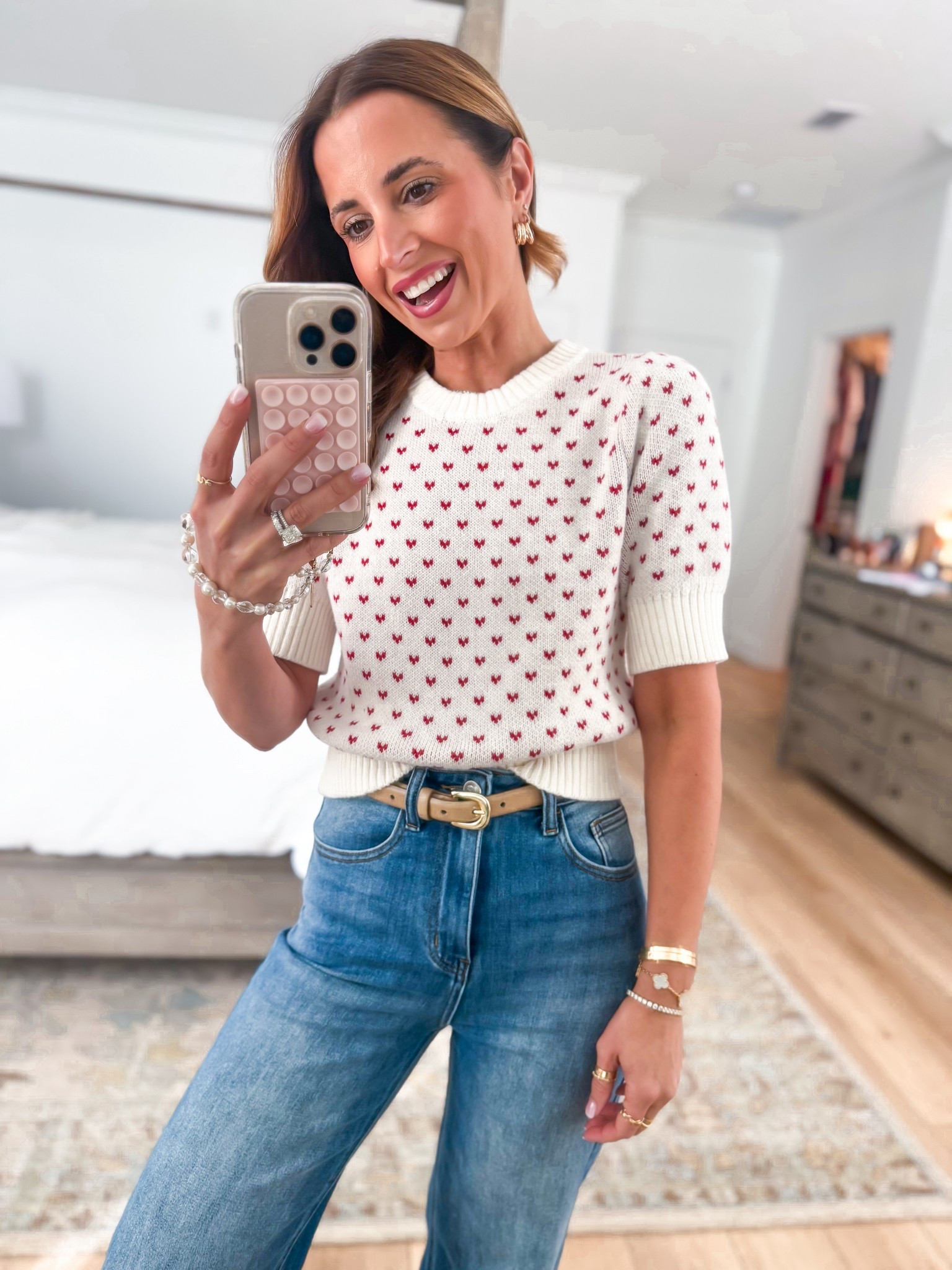 New Target heart sweater too in XS. Amazon wide leg jeans in size 24, 29” inseam. Woven ballet flats are TTS. Quince belt in XS. Spring outfit. Elevated casual. Business casual. Valentine’s Day outfit. Teacher outfit. Mom outfit.

#LTKPetite #LTKValentine #LTKWorkwear